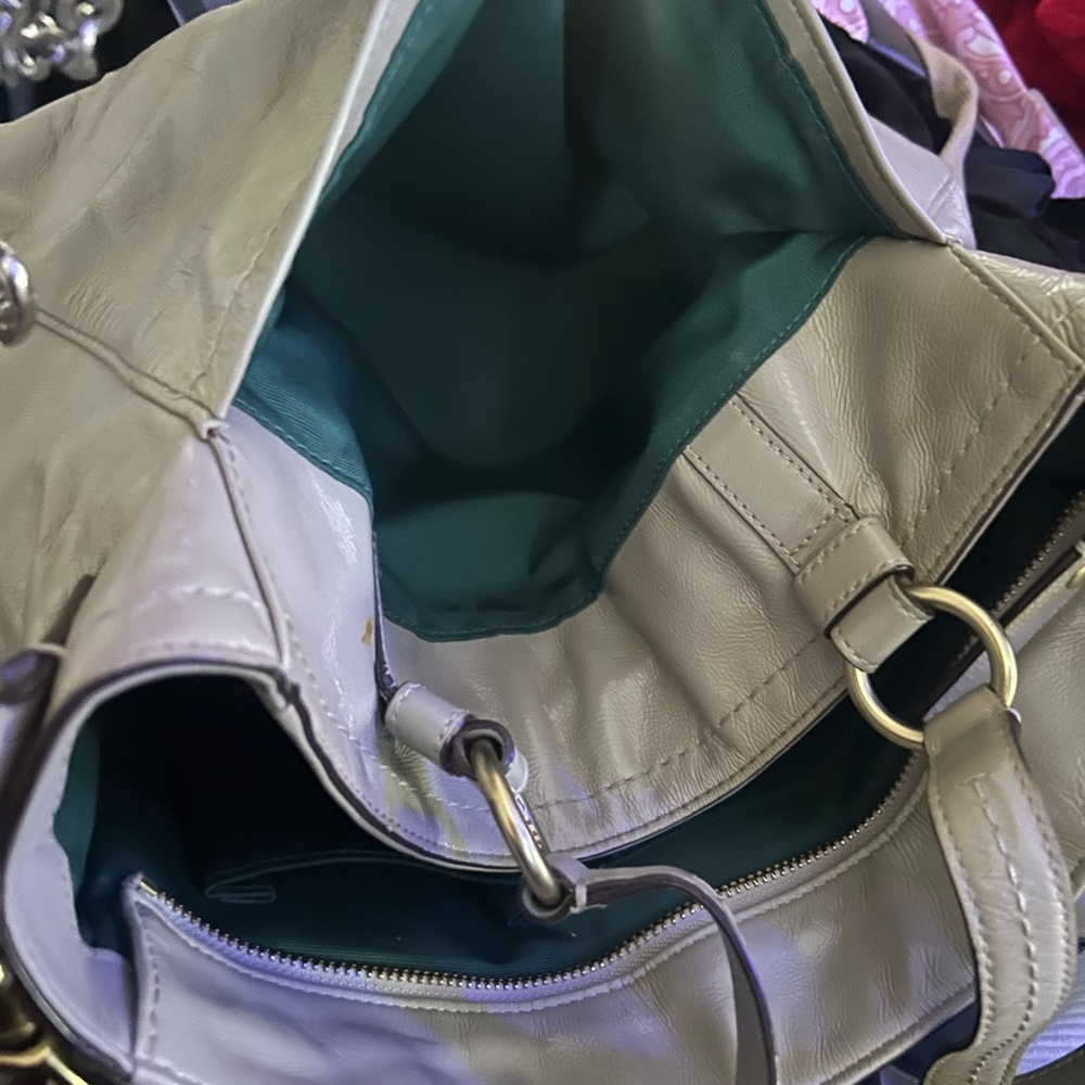 Coach Tan Leather Tote with Gold Accents - Picture 11 of 13